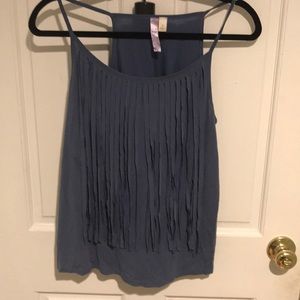 Rustic blue fringe top